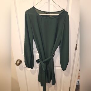 Elegant Green Long Sleeve Dress